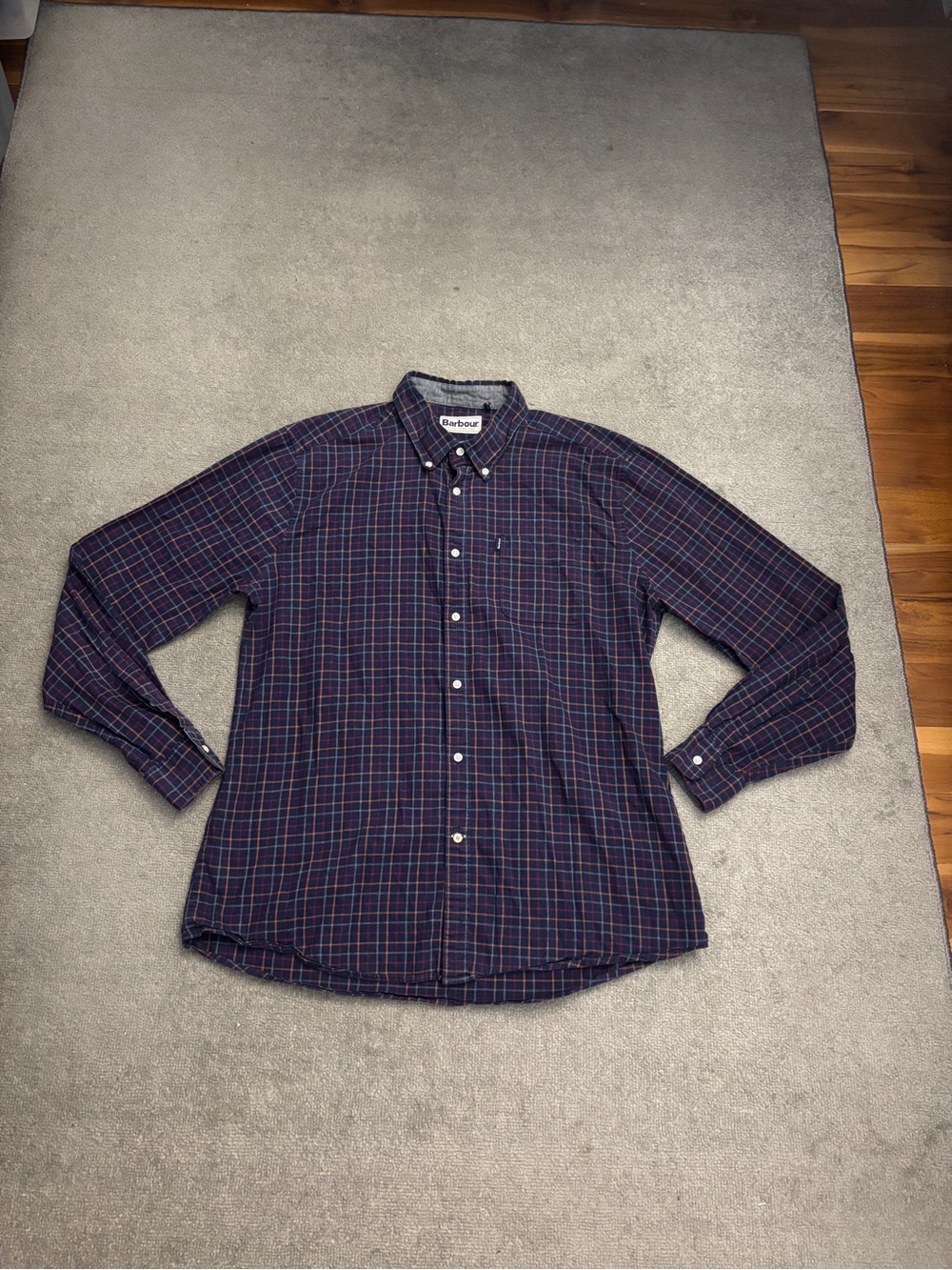Barbour Classic Plaid Check Cotton Flannel Button Down Shirt Men’s